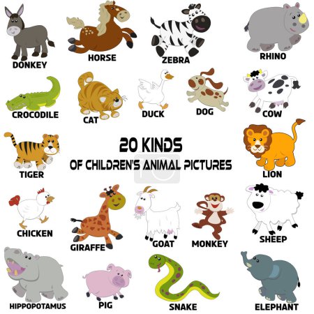 Téléchargez les illustrations : 20 sortes de photos d'animaux pour enfants - en licence libre de droit