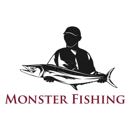 Illustration for Monster fishing logo vector - Royalty Free Image