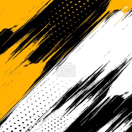 Illustration for Black grunge white yellow diagonal sport background - Royalty Free Image