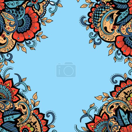 Illustration for Vector corner batik motif theme - Royalty Free Image