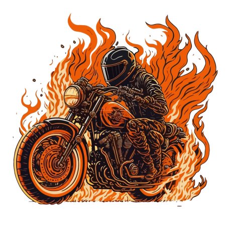 Ilustración de Ilustración de un diseño de moto en llamas - Imagen libre de derechos