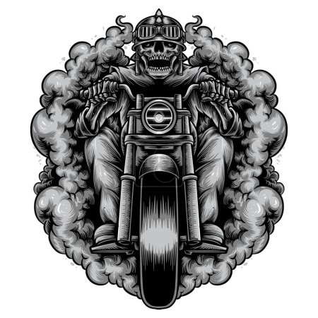 realistische Totenkopf Motorrad Fahrer Illustration