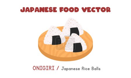 Illustration for Japanese Onigiri - Japanese Rice Balls flat vector design illustration, clipart cartoon style. Asian food. Japanese cuisine. Japanese food - Royalty Free Image