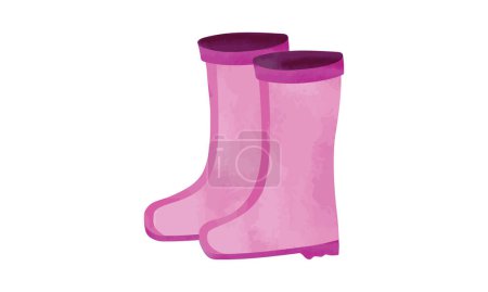 Illustration for Simple gardening boots watercolor painting isolated on white background. Cute garden boots clipart. Rubber boots cartoon style. Rain boots clipart drawing vector illustration - Royalty Free Image