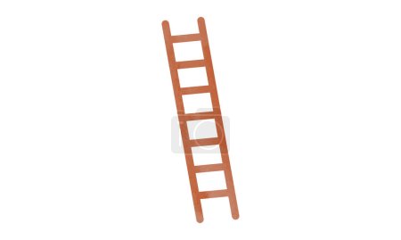 Illustration for Simple wooden straight ladder watercolor style vector illustration isolated on white background. Straight ladder clipart cartoon style. Hand drawn ladder. Ladder symbol of process and growth - Royalty Free Image