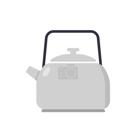 Classic kettle clipart vector illustration. Tea pot kettle stove flat vector design. Aluminium kettle sign icon. Tea kettle cartoon clipart. Household domestic and kitchen tools