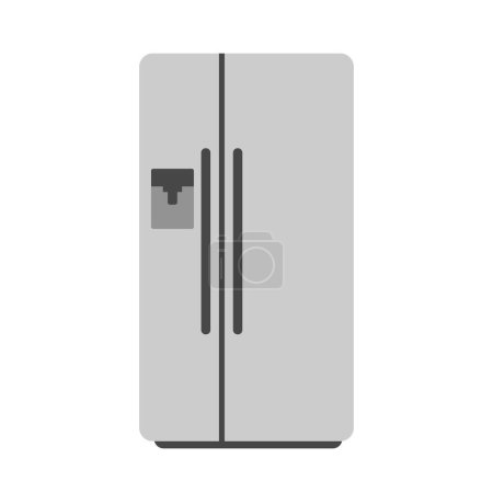 Illustration for Refrigerator clipart vector illustration. Simple stainless steel fridge flat vector design. Modern side by side refrigerator sign icon. Refrigerator cartoon clipart. Kitchen appliances concept symbol - Royalty Free Image