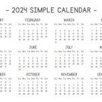 2024 calendar in simple style vector illustration. Simple classic monthly calendar design for 2024 in a clean cartoon font. The week starts Sunday. Minimalist calendar planner year 2024 template print