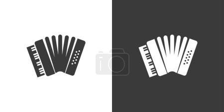 Illustration for Accordion flat web icon. Accordion logo design. Free reed aerophone instrument simple accordion sign silhouette solid black icon vector design. Musical instruments concept - Royalty Free Image