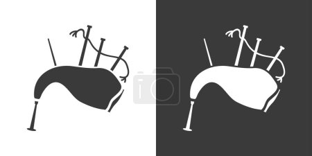 Illustration for Bagpipes flat web icon. Scottish bagpipes logo design. Woodwind instrument simple bagpipes sign silhouette solid black icon vector design. Musical instruments concept - Royalty Free Image