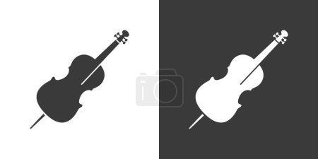 Illustration for Cello flat web icon. Cello logo design. String instrument simple cello sign silhouette icon with invert color. Cello solid black icon vector design. Musical instruments concept - Royalty Free Image