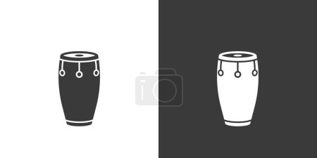 Ilustración de Conga tambor icono web plana. Diseño del logo de Conga. Instrumento de percusión simple conga tambor signo silueta icono color invertido. Diseño de vector de icono negro sólido Conga. Concepto de instrumentos musicales - Imagen libre de derechos