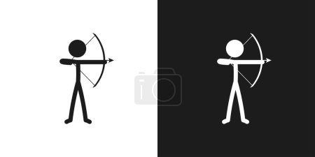 Illustration for Archery sport icon pictogram vector design. Stick figure man archer athlete vector icon sign symbol pictogram - Royalty Free Image