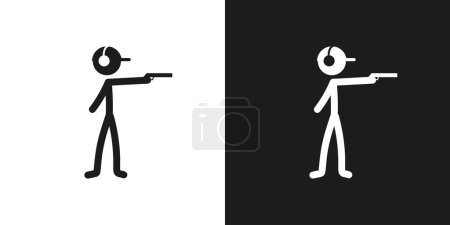 Illustration for Shooting sport icon pictogram vector design. Stick figure man shooter with the gun vector icon sign symbol pictogram - Royalty Free Image
