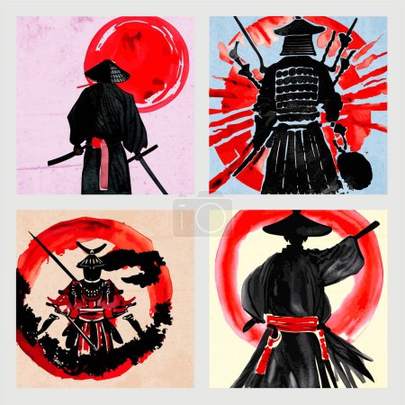 Illustration for Japanese Samurai Martial Arts Illustration - Royalty Free Image