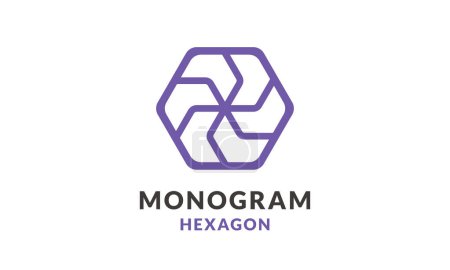 Illustration for Monogram logo fan hexagon for business and design garphic - Royalty Free Image