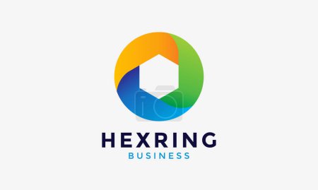 Illustration for Circle hexagon blue color for business and technology logo - Royalty Free Image
