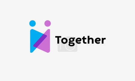 Photo for People together teamwork logo symbol of solution and cooperation in community organization - Royalty Free Image