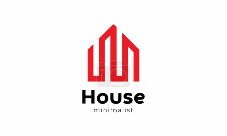 Téléchargez les illustrations : Ligne de conception de maison de logo minimaliste simple pour l'agence immobilière ou la société immobilière - en licence libre de droit