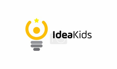 Illustration for Logo vector lamp idea kids creative innovation and inspiration child concept creativity electricity and genius symbol - Royalty Free Image
