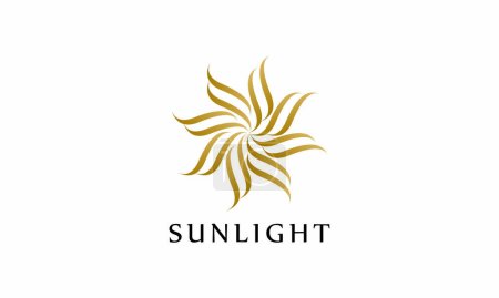 Téléchargez les illustrations : Logo minimaliste lumière du soleil vecteur brillant design créatif unique et simple météo terre tropicale lumineux - en licence libre de droit