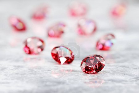 Photo for Ruby Gem Diamond group placed on glossy background 3d rendering - Royalty Free Image