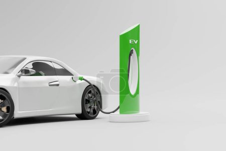 Photo for Electric vehicle EV car with Energy Station Charging 3D Rendering - Royalty Free Image
