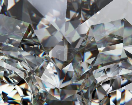 Téléchargez les photos : Cristal diamant réaliste avec fond de texture caustique en gros plan rendu 3D - en image libre de droit