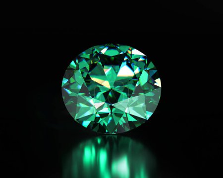 Téléchargez les photos : Diamant vert émeraude placé sur fond foncé Illustration 3d - en image libre de droit
