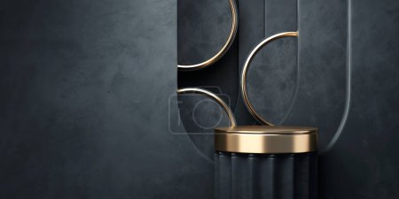 Photo for Abstract Minimal Modern Gold Podium Platform For Product Display Showcase 3D Rendering - Royalty Free Image