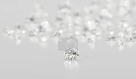 Photo for Diamonds group placed on glossy background 3d Rendering Soft Focus - Royalty Free Image
