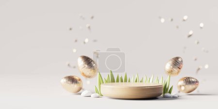 Photo for Abstract Easter Day Podium Platform For Product Display Showcase 3D Rendering - Royalty Free Image