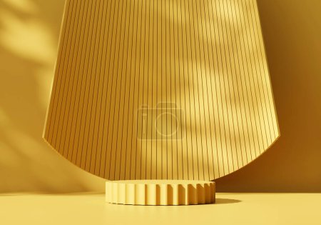 Abstract Exotic Yellow Minimal Modern Podium Platform For Product Display Showcase Presentation Advertising With Decorations 3D Rendering