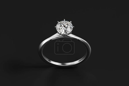 Photo for 3D diamond Ring isolated on black background. - Royalty Free Image