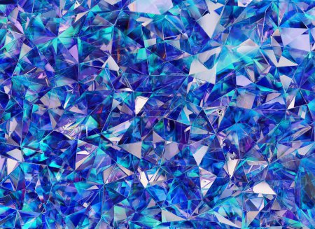 Abstrakter blauer Diamant Textur Kristall Nahaufnahme Hintergrund, 3D-Rendering