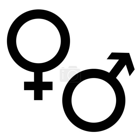 símbolo de género, macho y hembra aislados sobre fondo blanco