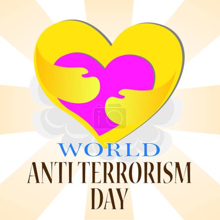 Illustration for World anti terrorist day icon, world peace day, love symbol on sunshine background - Royalty Free Image