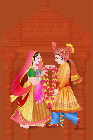 Illustration for India Traditional Bride and Groom - Royalty Free Image