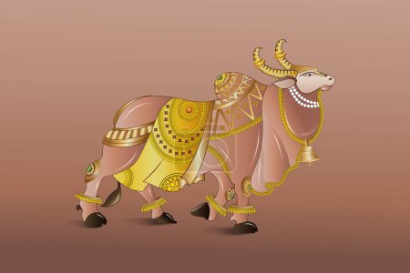 Illustration for Nandi Bull God Shiva Riding decorative illustration - Royalty Free Image