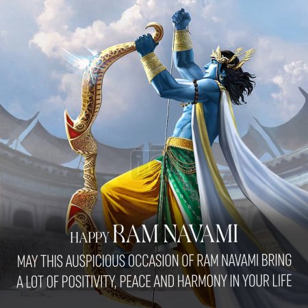 Téléchargez les photos : Concept d'illustration vectorielle du festival hindou du printemps, Shree Ram Navami - en image libre de droit