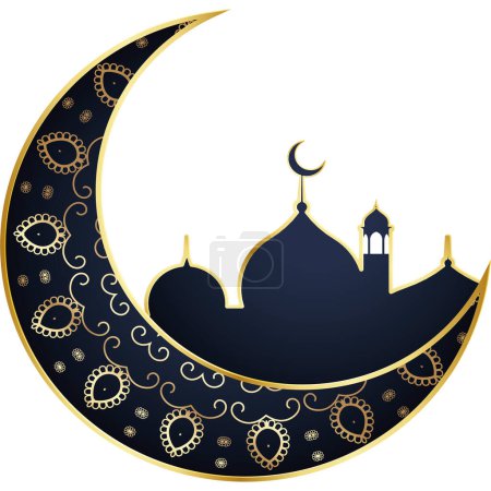Foto de Ramadán diseño vector saludos festivos Eid mubarak cartel. Ilustración de Ramadán Kareem con mezquita árabe y jardín con pavos reales para la celebración de los musulmanes - Imagen libre de derechos