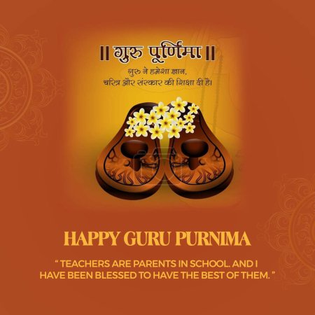 Photo for Happy Guru Purnima Gautama Buddha, silhouette, stars, Mandala. Traditional Festival Poster Banner Design Template. - Royalty Free Image