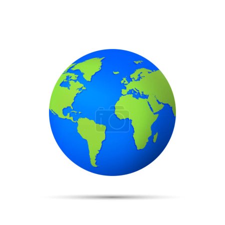 Ilustración de Planet icon. Earth globe icon 3d isolated on white background. Vector illustration. Eps 10. - Imagen libre de derechos