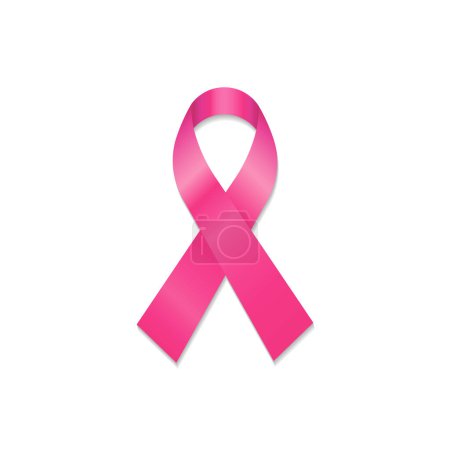 Téléchargez les illustrations : Realistic pink ribbon, breast cancer awareness symbol isolated on white background. Vector illustration. Eps 10. - en licence libre de droit