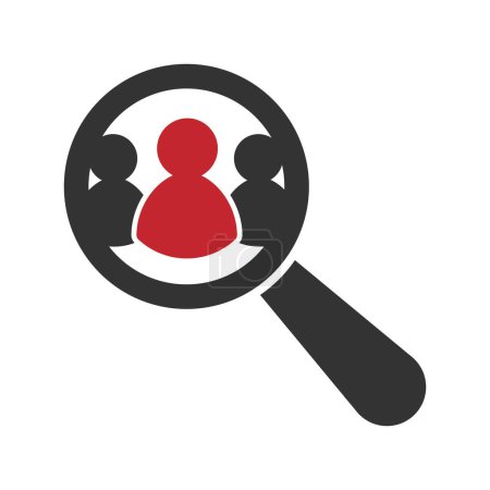 Magnifying glass looking for people icon. Recruitment icon. Vector illustration. Eps 10.