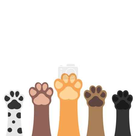 Ilustración de Paws up pets set isolated on white background. Vector illustration. - Imagen libre de derechos