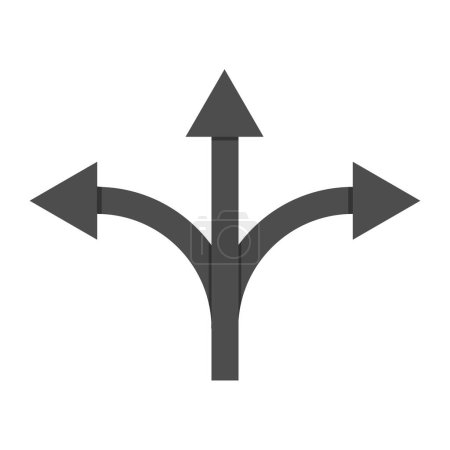 Ilustración de Three-way road direction arrow sign Vector illustration. Eps 10. - Imagen libre de derechos