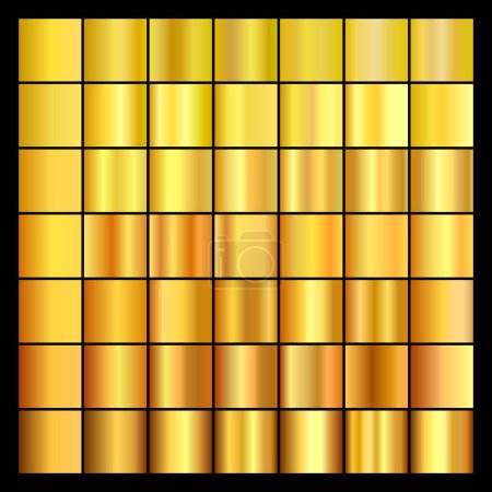Illustration for Set of gold gradients. Collection of gold backgrounds. Vector illustration. - Royalty Free Image