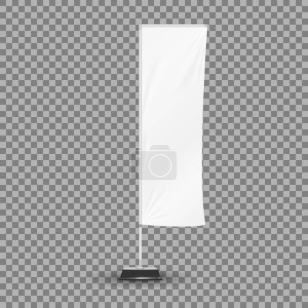 Illustration for Advertising Banner Shield Mock Up, Template. White Outdoor Panel Blade Straight Feather Flag, isolated on background. Vector illustration. Eps 10 - Royalty Free Image