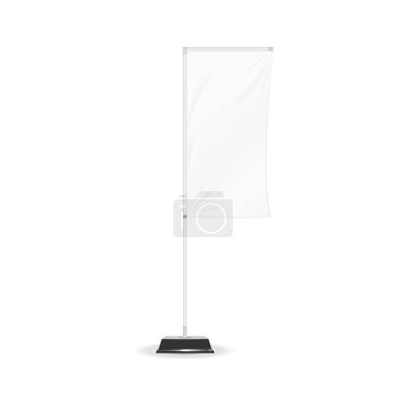 Illustration for Advertising Banner Shield Mock Up, Template. White Outdoor Panel Blade Straight Feather Flag, isolated on background. Vector illustration. Eps 10 - Royalty Free Image